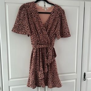 Animal Print Wrap Dress - Small